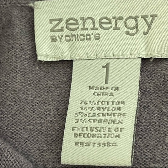 Chico’s Zenergy Snap Mock Sweater Plum Frost Heather Size 1 (M) Cotton Cashmere - Picture 7 of 11